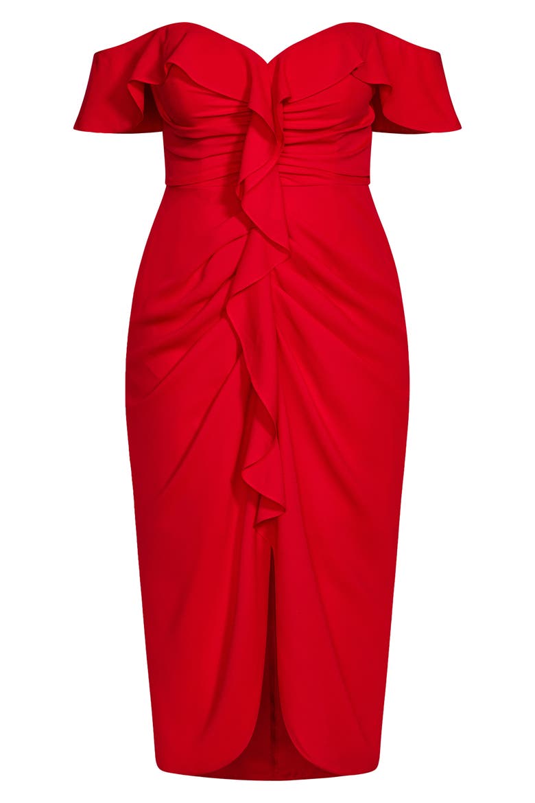 Va Va Voom Ruched Ruffle Dress, Alternate, color, SALSA RED
