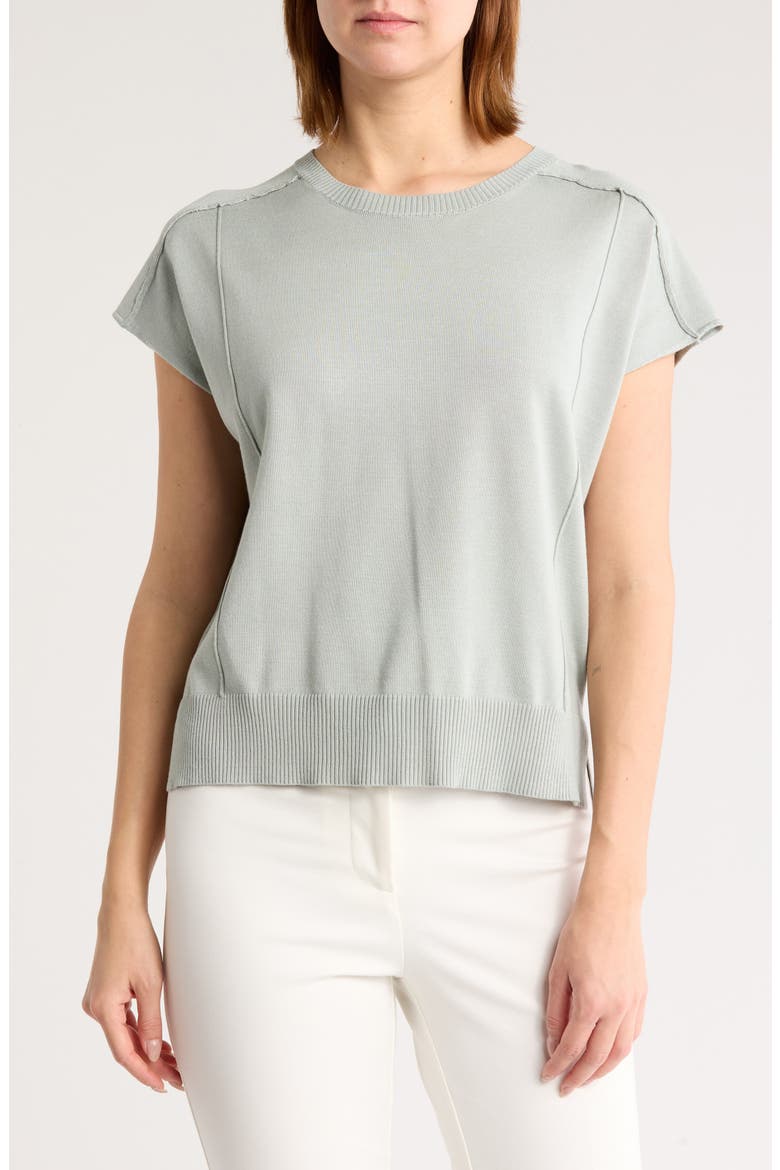 Exposed Seam Extended Sleeve Sweater, Main, color, DUSTY SEA MIST