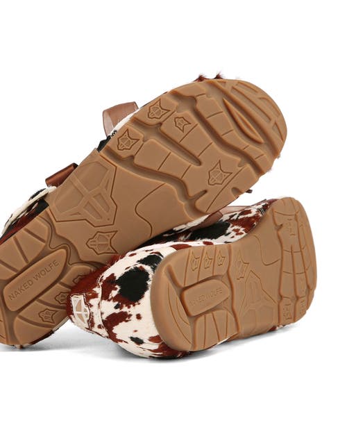 Naked Wolfe Adorable Cow Print Sneaker In Brown
