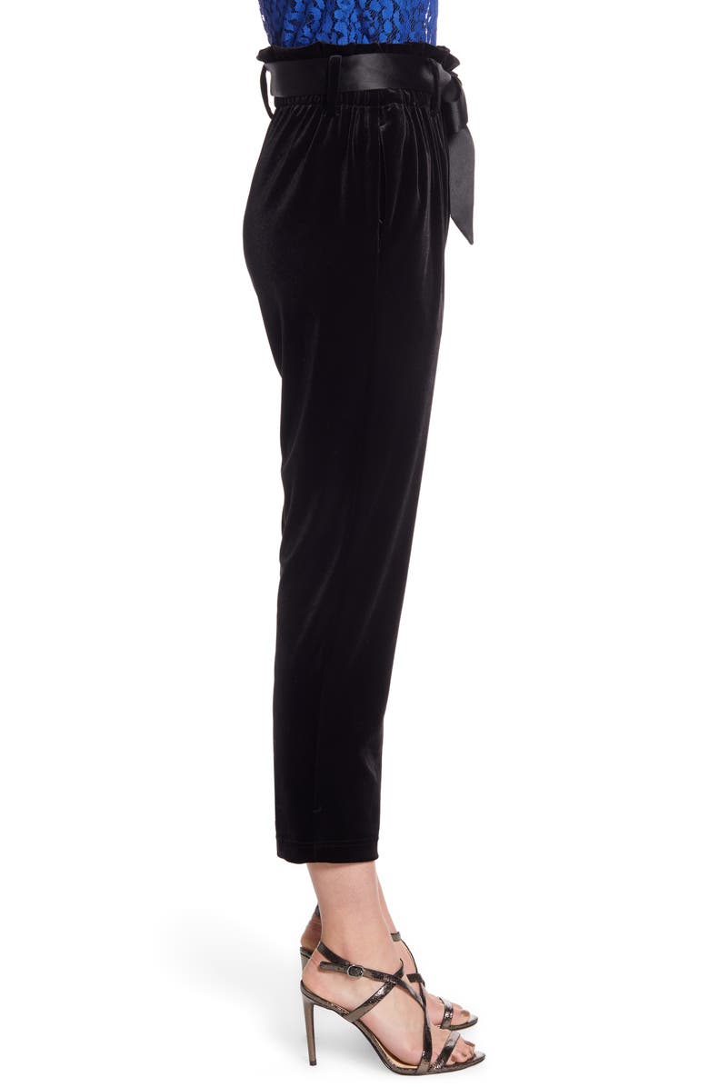 Halogen<sup>®</sup> Paperbag Waist Velour Ankle Pants, Alternate, color, 