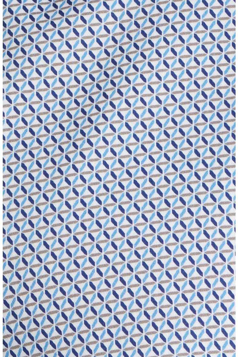 Logan Print Button-Up Shirt, Alternate, color, NAVY / BROWN TRIANGLE GRID