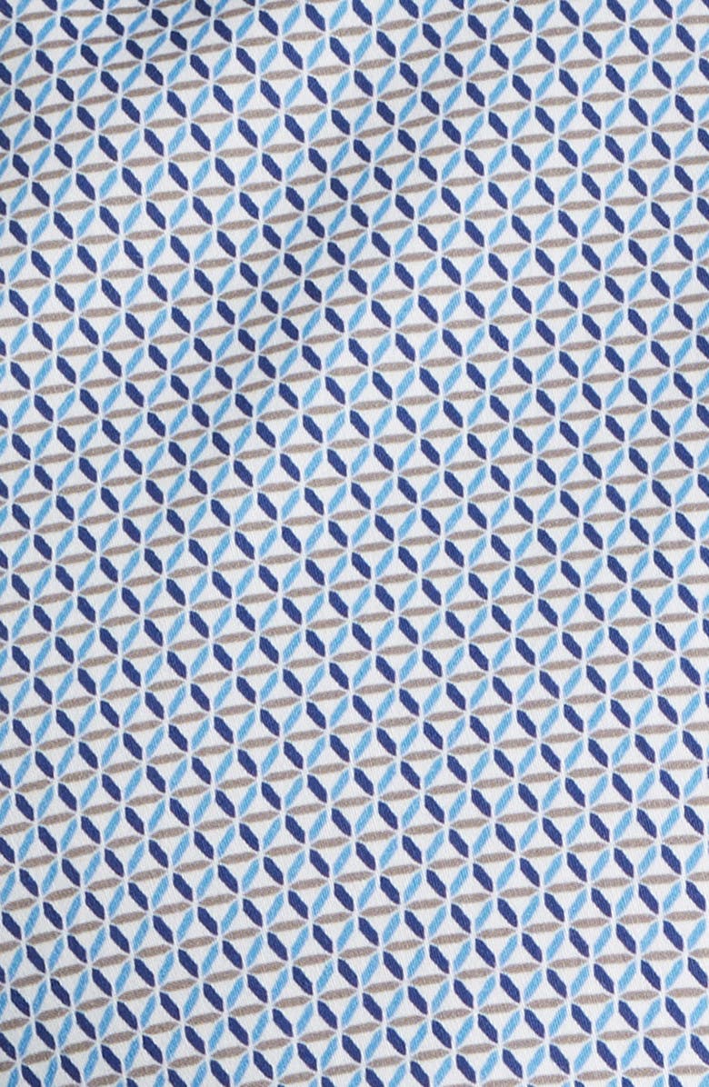 Johnston & Murphy Logan Print Button-Up Shirt, Alternate, color, Navy / Brown Triangle Grid