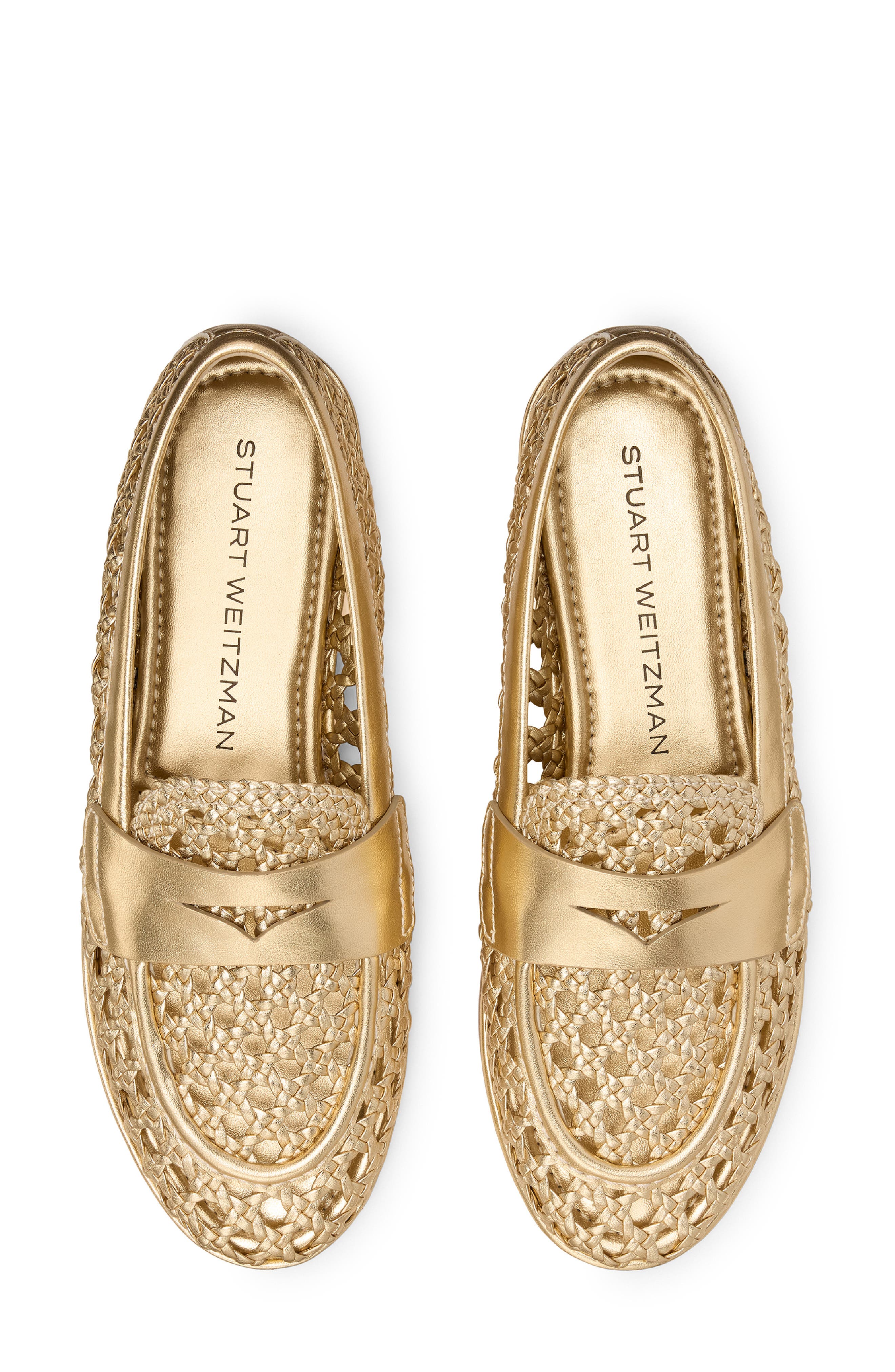 Stuart Weitzman Spencer Woven Loafer, Alternate, color, Golden