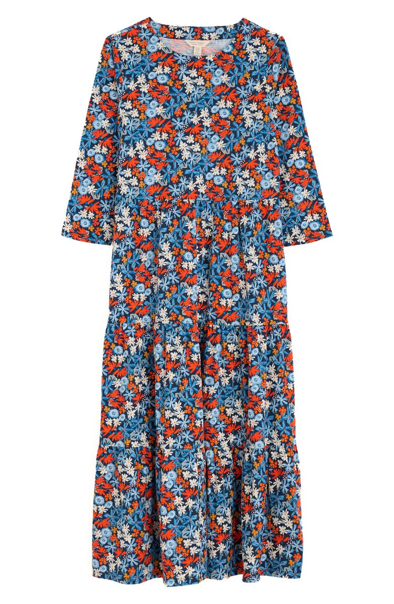 Seasalt Cornwall Tiered Organic Cotton Midi Dress, Alternate, color, Pastel Garden Maritime