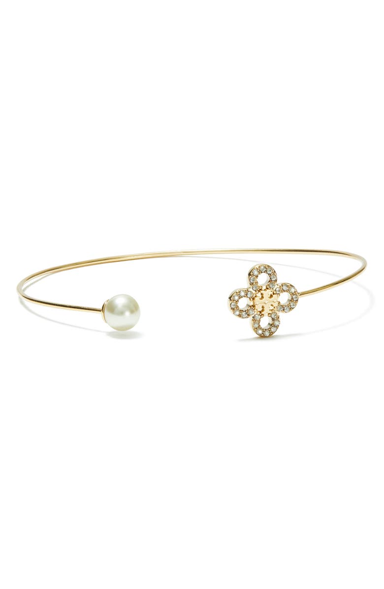Tory Burch Kira Faux Pearl Cuff Bracelet, Main, color,