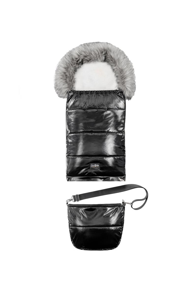 Cover Baby LLC Premium Wool Adjustable Footmuff, Alternate, color, Gray Wool In Satin Black