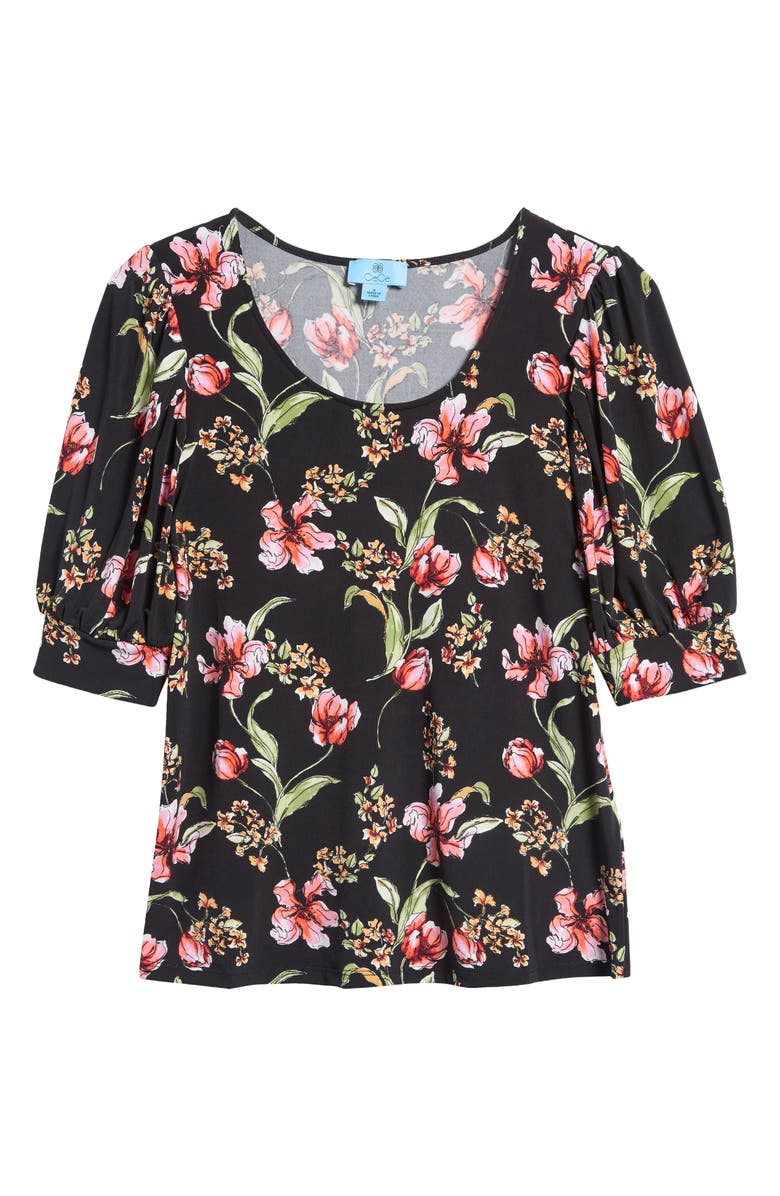 CeCe Floral Print Puff Sleeve Top, Alternate, color, 