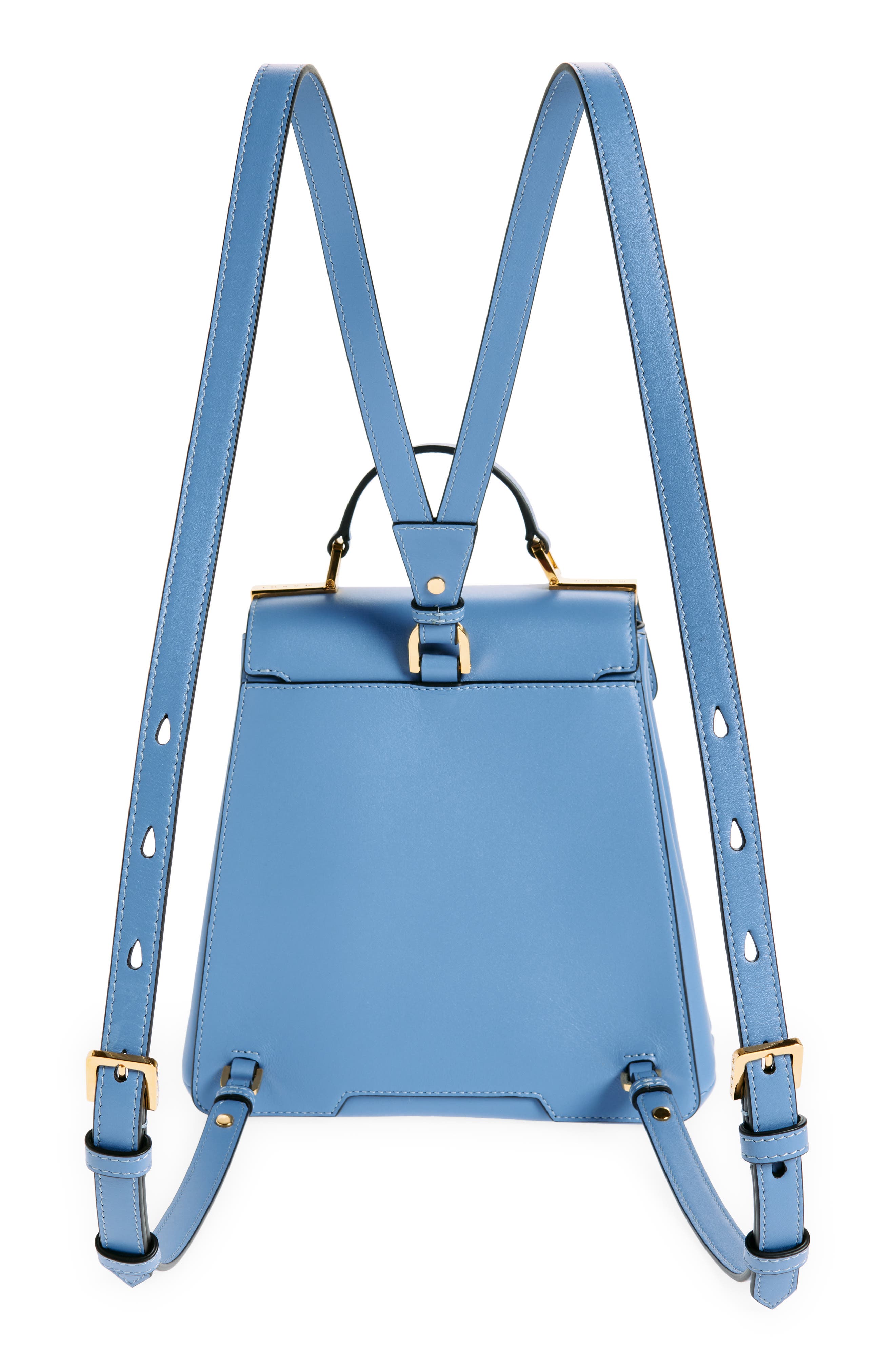 Marni Trunkaroo Leather Backpack, Alternate, color, Sky/ Blue