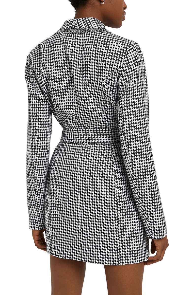 River Island Belted Dogtooth Blazer Dress, Alternate, color, 