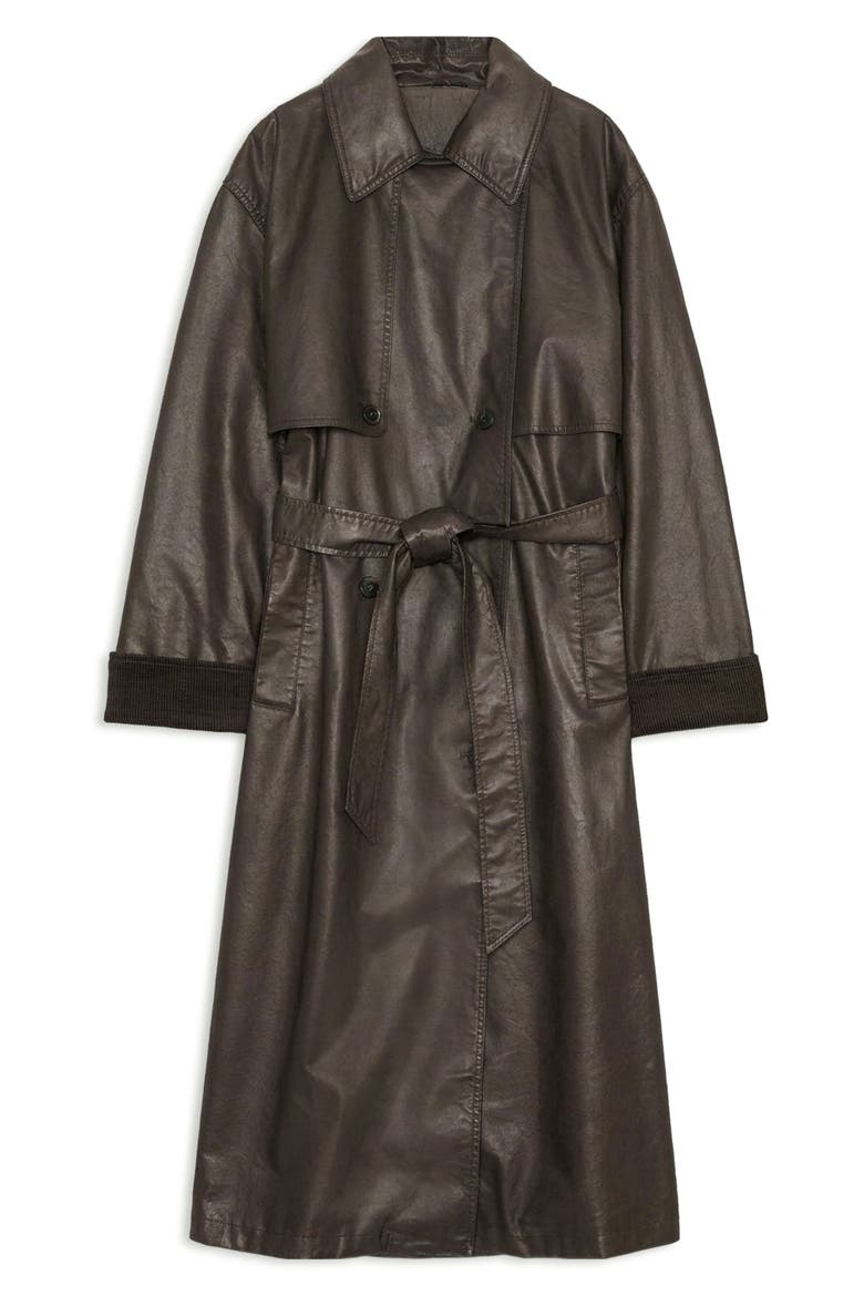 Abby Faux Leather Trench Coat, Alternate, color, COFFEE