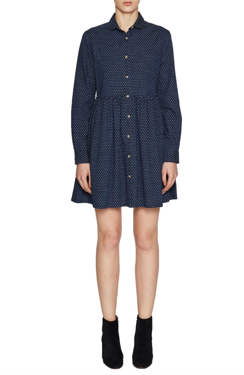 French Connection Indigo Cross Denim Shirtdress, Main, color,