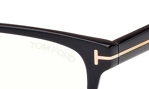 Tom Ford 54mm Rectangular Blue Light Blocking Glasses In Black Eco/t Logo