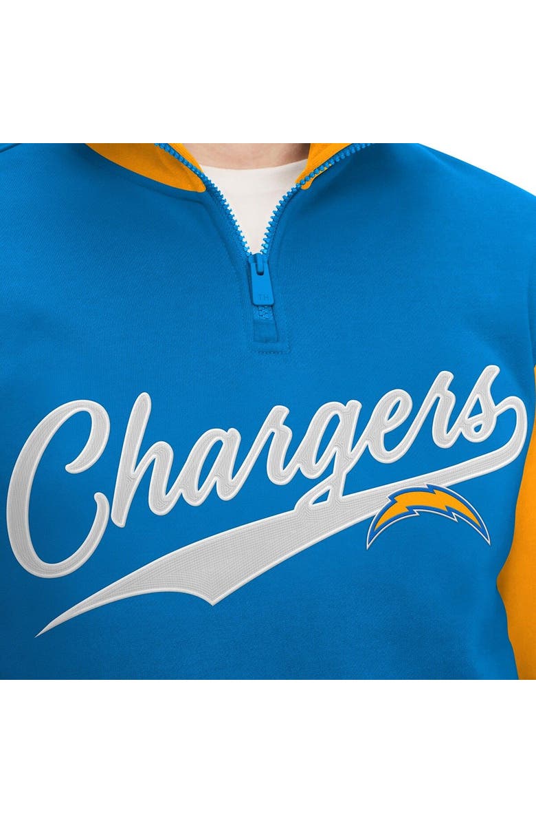 Tommy Hilfiger Men's Tommy Hilfiger Powder Blue/Gold Los Angeles Chargers Aiden Quarter-Zip Sweatshirt, Alternate, color, Powder Blue