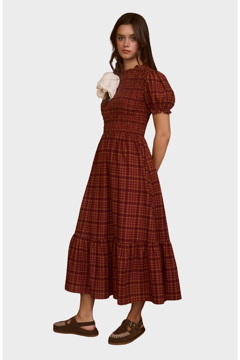 Puff Sleeve Maxi Dress, Alternate, color, RED MULTI
