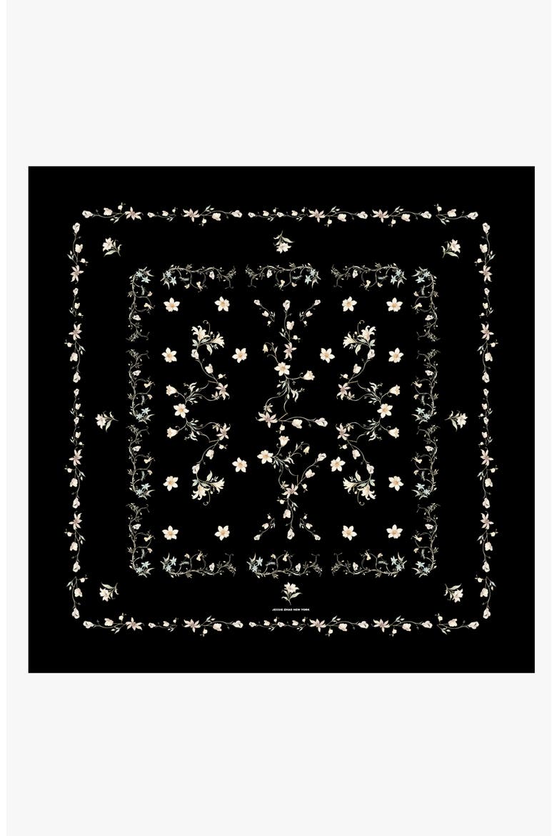 Starlit Bloom Double Sided Silk Scarf, Main, color, Black