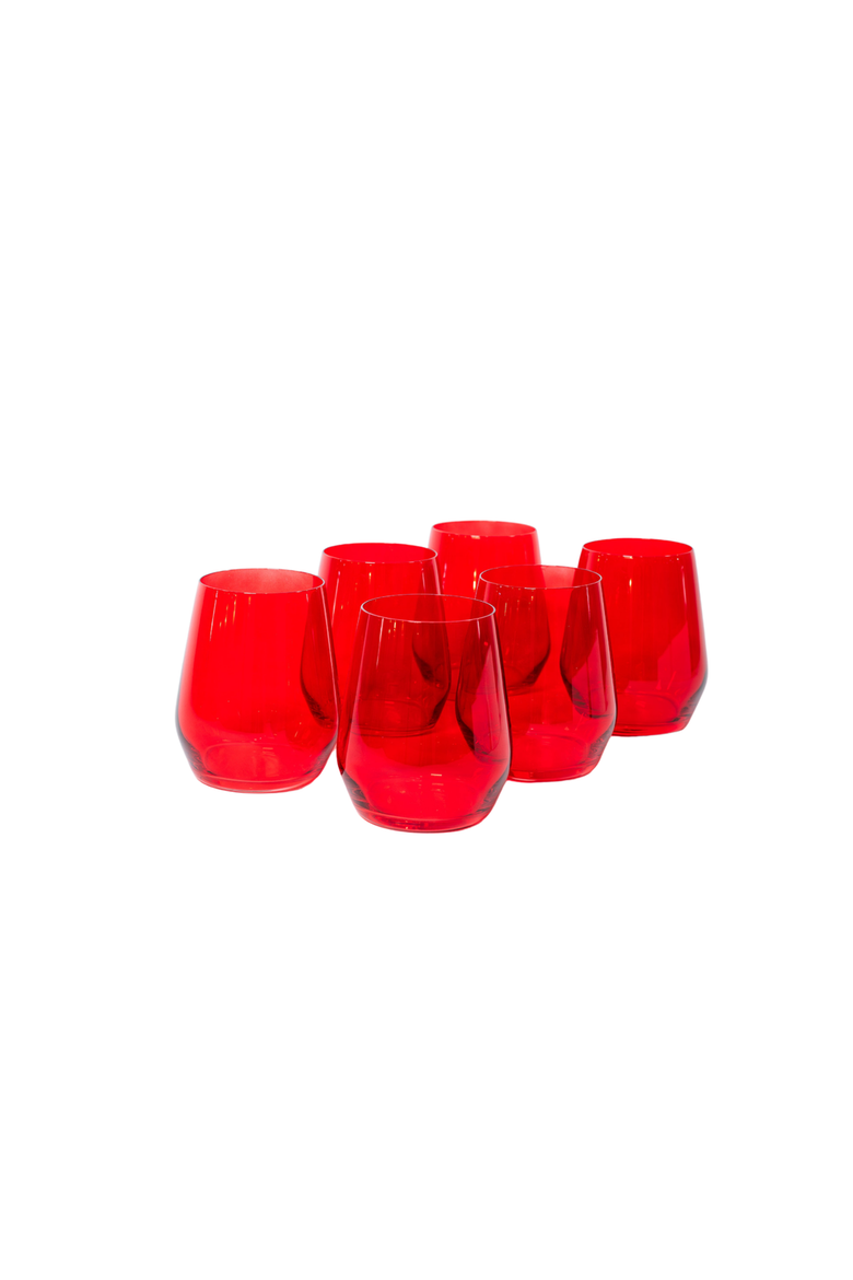 Stemless Wine Glass - Set of 6, Main, color, Cherry Red