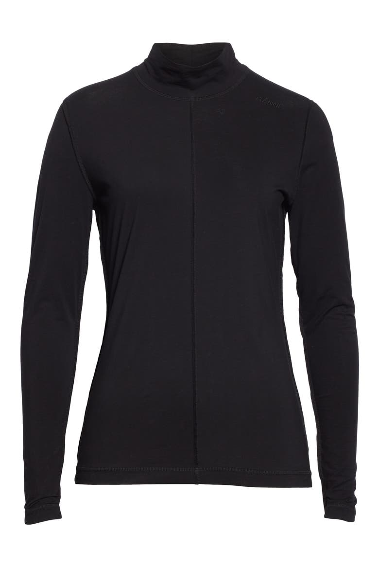 Lightweight Jersey Turtleneck, Alternate, color, BLACK