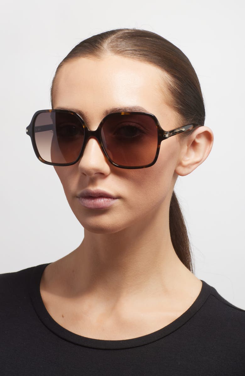 QUAY Press Tour 60mm Gradient Square Sunglasses, Alternate, color, Neutral Tort/ Dark Fawn