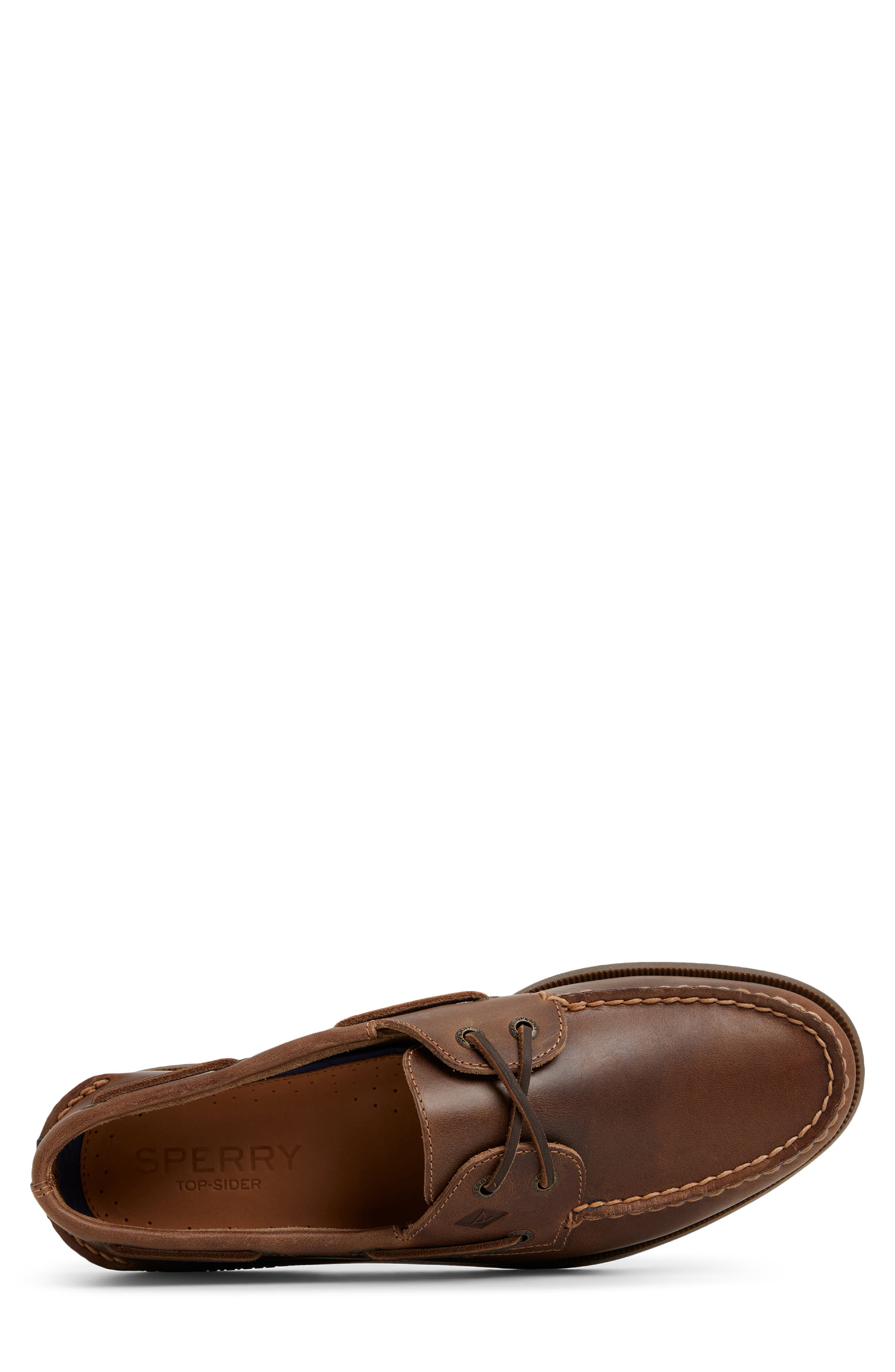 Sperry Authentic Original<sup>™</sup> 2-Eye Cross Lace Boat Shoe, Alternate, color, Medium Brown