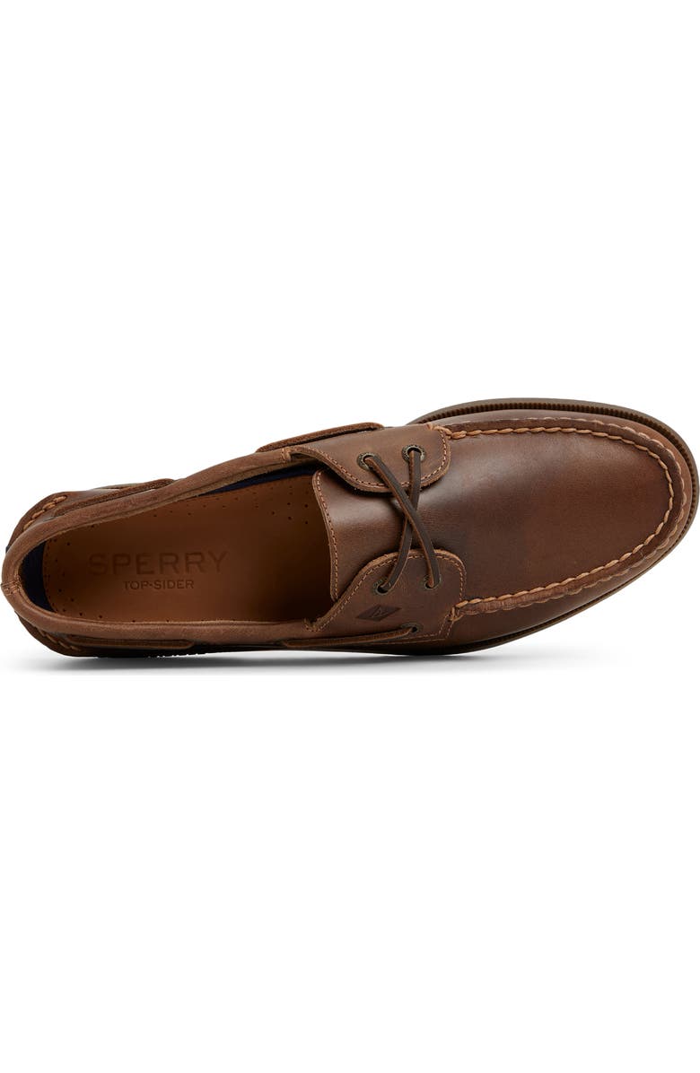 Sperry Authentic Original<sup>™</sup> 2-Eye Cross Lace Boat Shoe, Alternate, color, Medium Brown