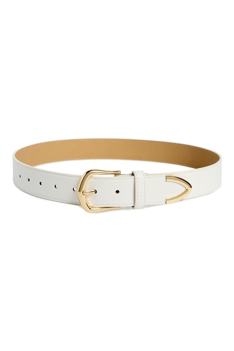 Textured Faux Leather Belt, Main, color, CREAM
