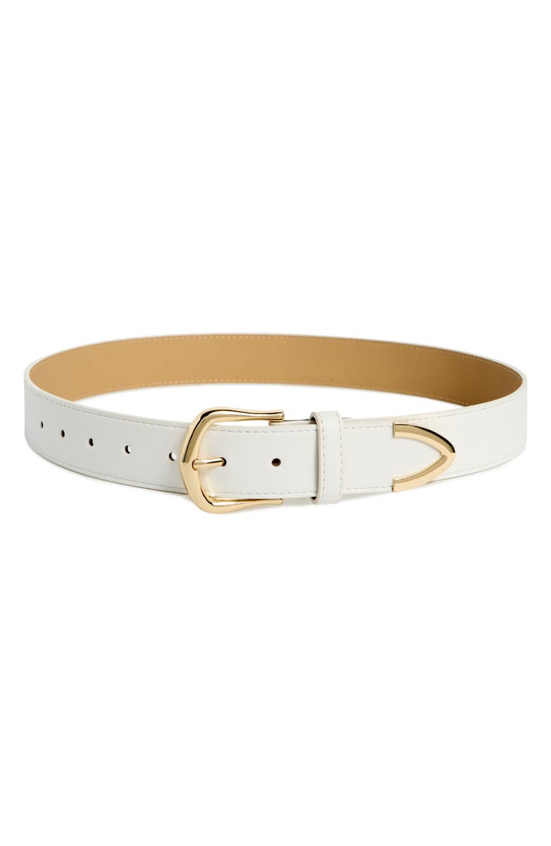 Steve Madden Textured Faux Leather Belt, Main, color, Cream