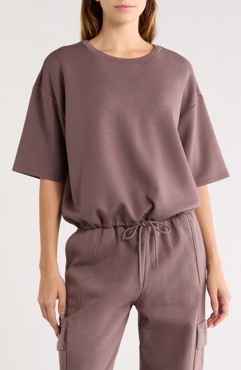 Z by Zella Whisper Drawstring Hem Knit Top, Main, color, Grey Plum