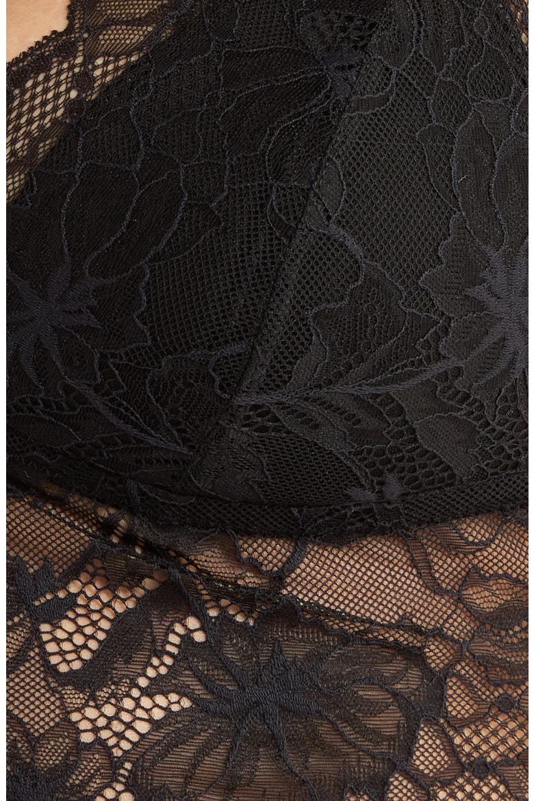 Stormi Lace Trim Racerback Bralette, Alternate, color, CAVIAR