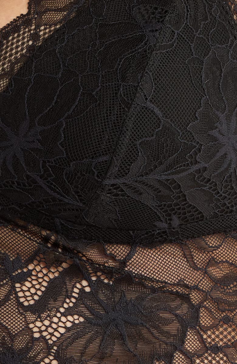 Hunkemöller Stormi Lace Trim Racerback Bralette, Alternate, color, Caviar