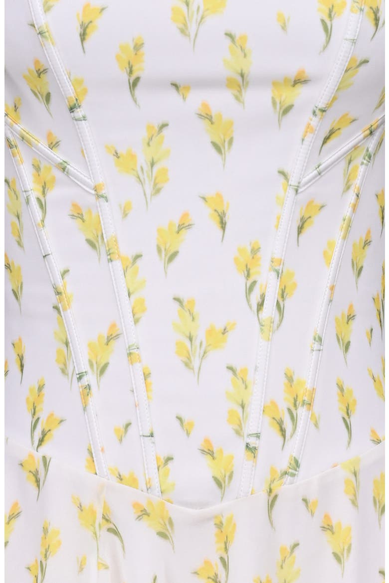 Yvette Floral Print Midi Dress, Alternate, color, LEMON FLORAL PRINT