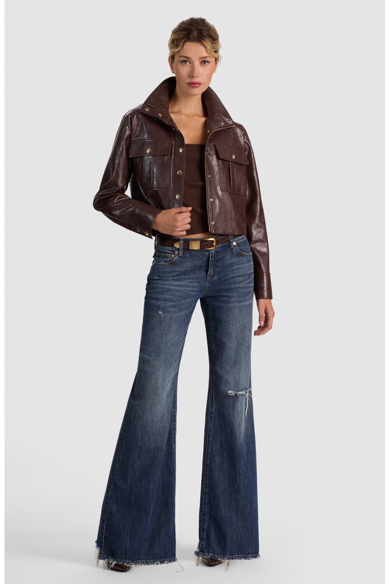 James Funnel Neck Faux Leather Parka, Alternate, color, DARK CHOCOLATE