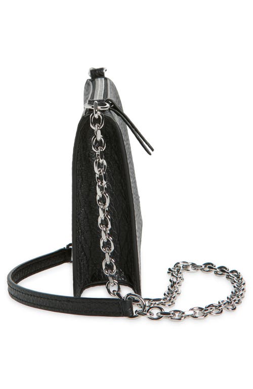 Maison Margiela Grained Leather Wallet On A Chain In Black