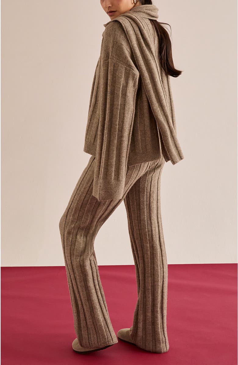 CRESCENT Ribbed Three Piece Sweater Lounge & Scarf Set, Alternate, color, Taupe