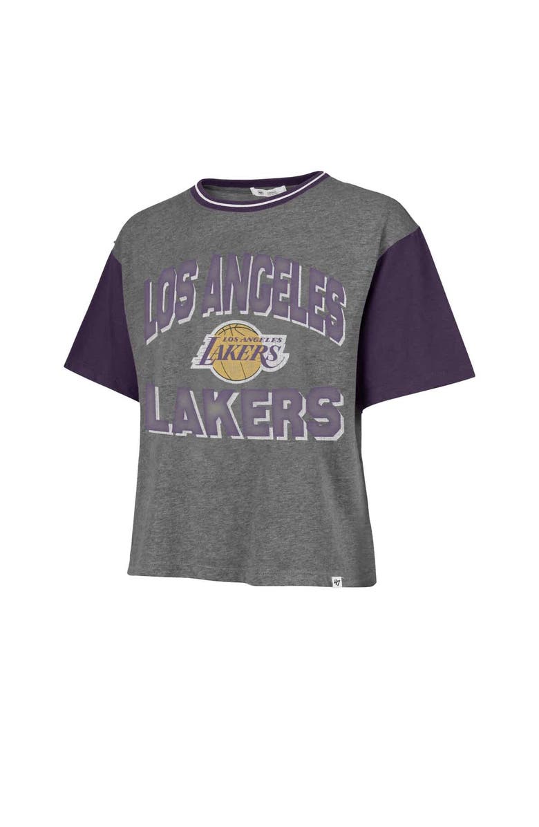 '47 Women's '47 Gray Los Angeles Lakers Rise Clubhouse Ziggy Color Block T-Shirt, Alternate, color, Gray
