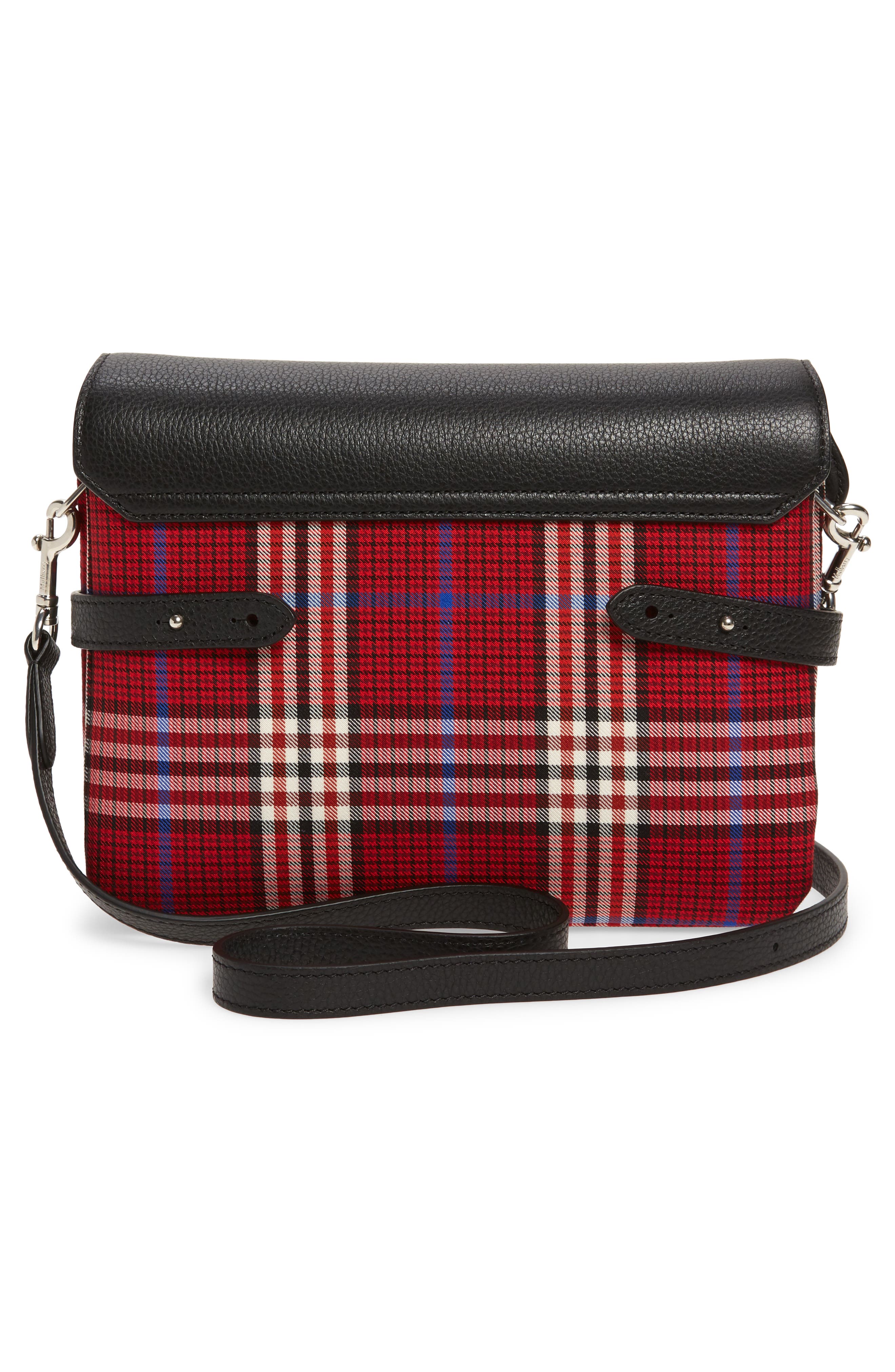 Mulberry Bayswater Leather & Plaid Crossbody Bag, Alternate, color, 