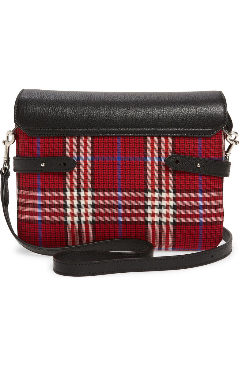 Mulberry Bayswater Leather & Plaid Crossbody Bag, Alternate, color,