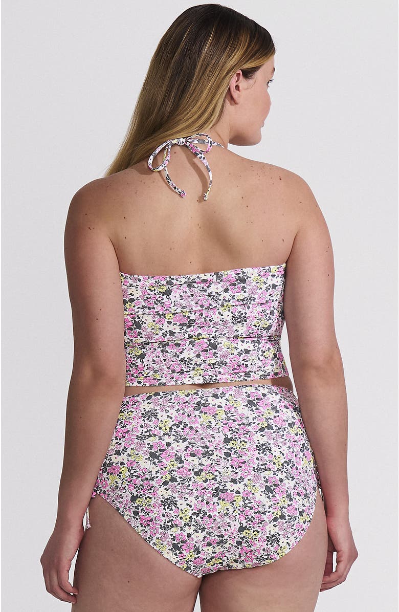 Lands' End Womens Ruched Halter Tankini Top, Alternate, color, White Multi Ditsy Floral