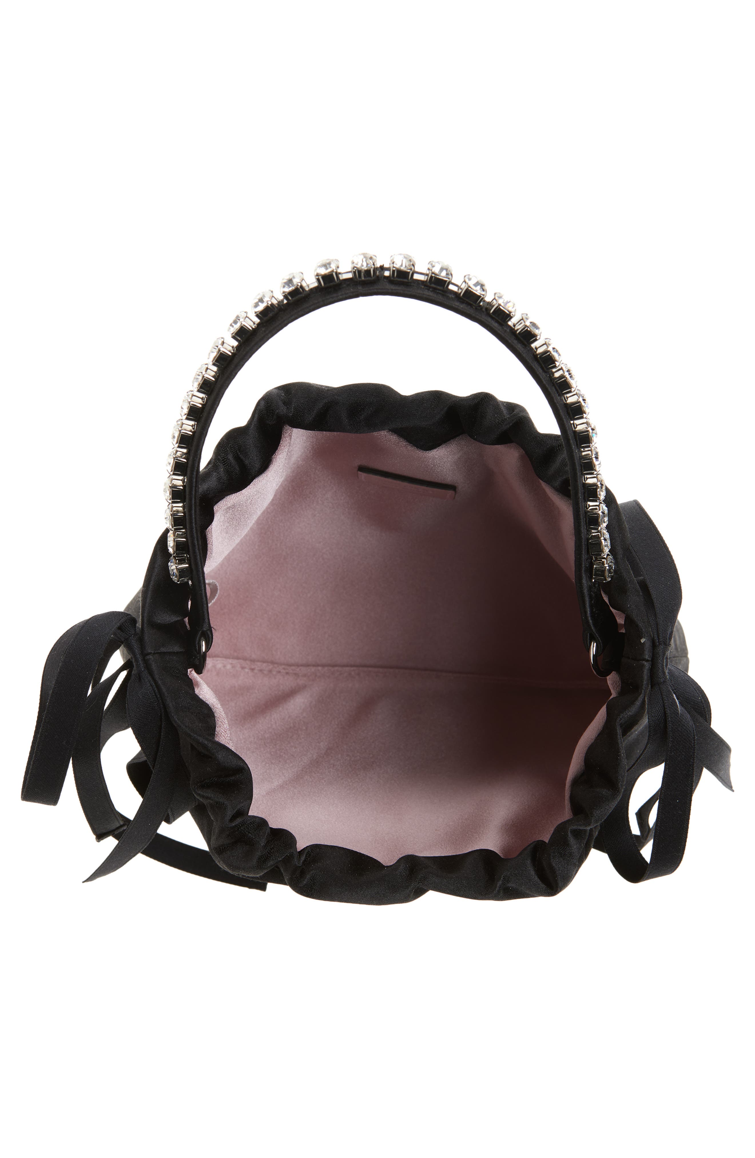 Jimmy Choo Mini Drawstring Top Handle Bag, Alternate, color, Black/ Black/ Silver