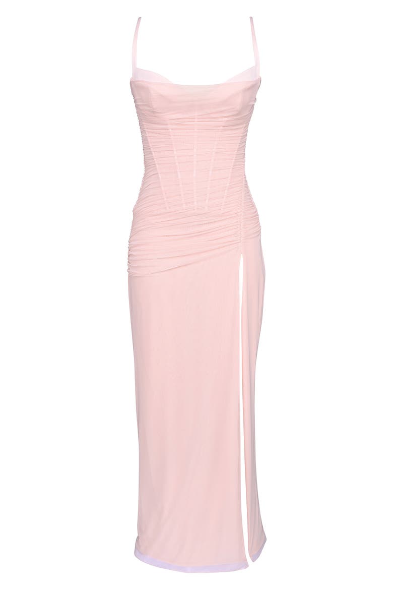 Lini Corset Chiffon Gown, Alternate, color, SOFT PINK
