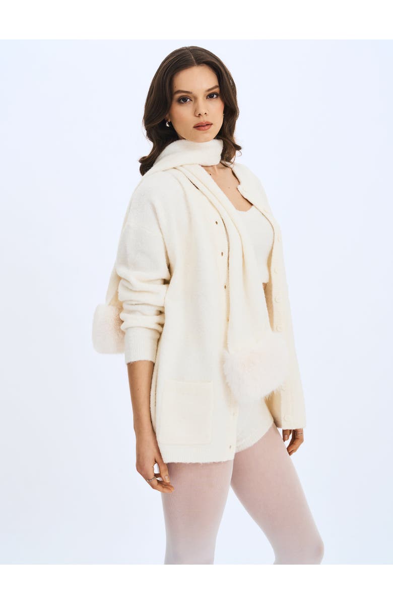 Miss Circle Orla Wool-Blend Ribbed Knit Cardigan, Alternate, color, White