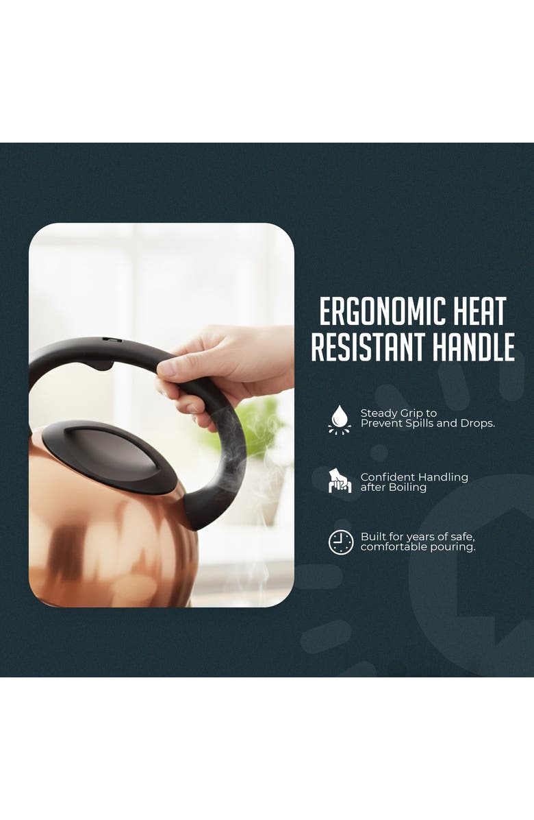 Luminuxe 3 Qt Heavy Duty Stainless Steel Whistling Tea Kettle, Stay Cool Handle & Knob, Alternate, color, Copper