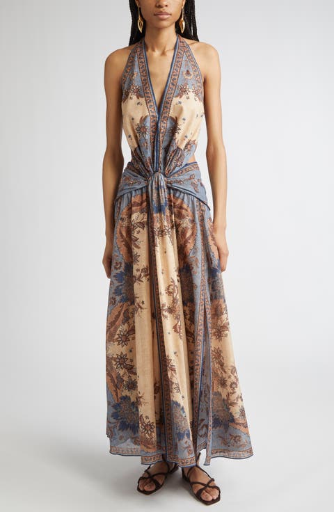【Zimmermann】Ascension Billow floral silk maxi dress Zimmermann Ascension Billow Maxi Dress, Aqua Palm Floral
