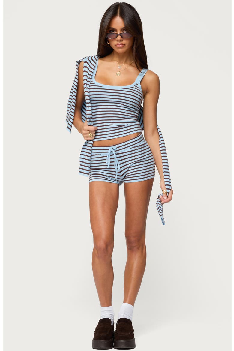 Lillian Stripe Knit Shorts, Alternate, color, LIGHT-BLUE