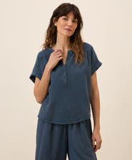 Pact Organic Cotton Coastal Double Gauze Short Sleeve Popover