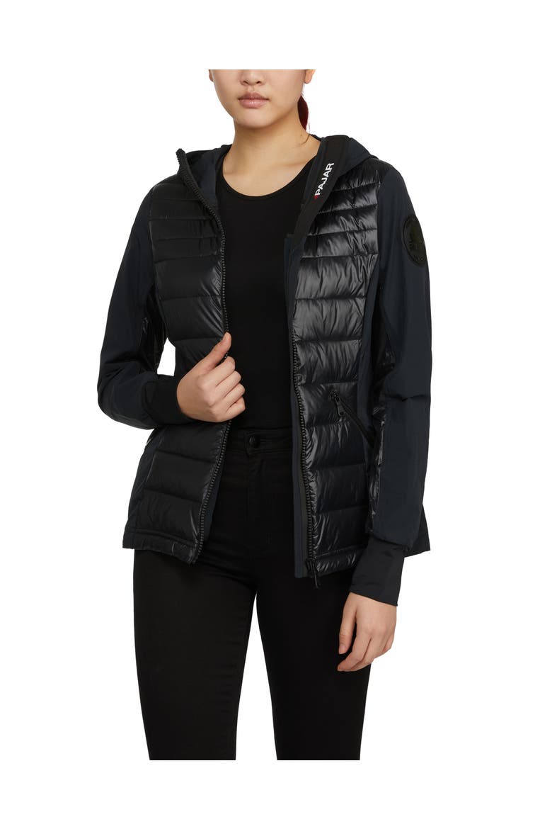 Cressy Mixed Media Channel Quilted Stretch Puffer, Alternate, color, Black