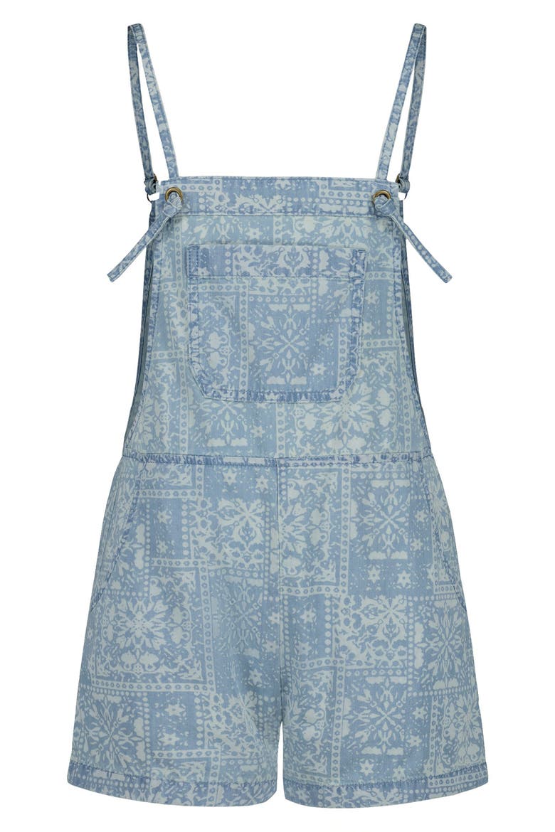 Kids' Wave Watch Jr. Bandana Print Denim Romper, Main, color, IVORY WATER WASH