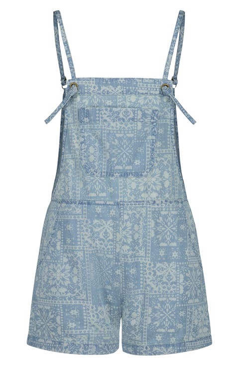 Kids' Wave Watch Jr. Bandana Print Denim Romper (Little Kid & Big Kid)