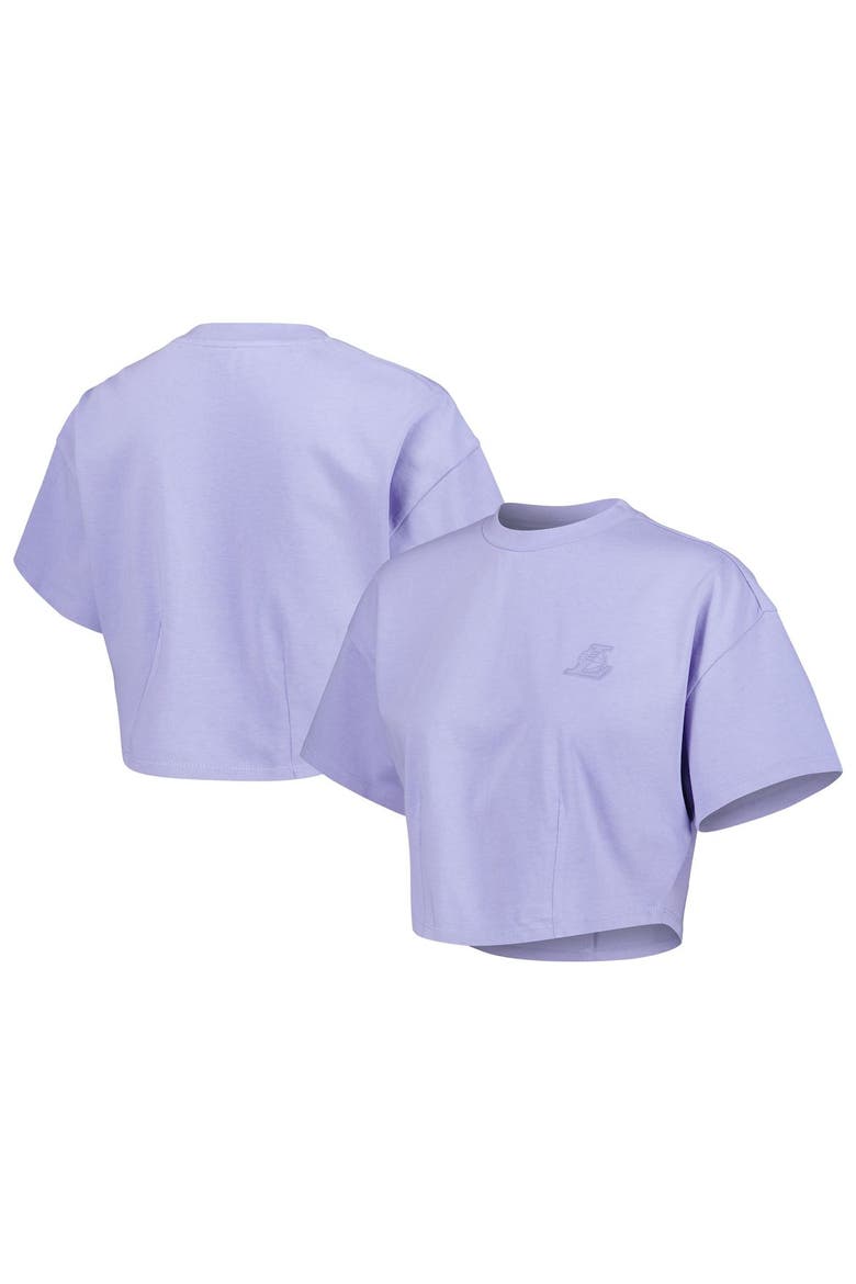 Men's Lusso Purple Los Angeles Lakers Nola Faded Tonal Cropped T-Shirt, Main, color, Purple