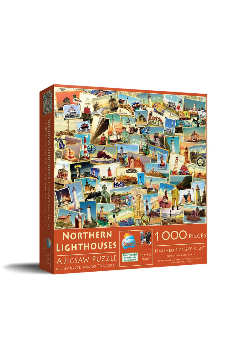 Northern Lighthouses 1000 piece Jigsaw Puzzle for Adults, Main, color, Multicolor