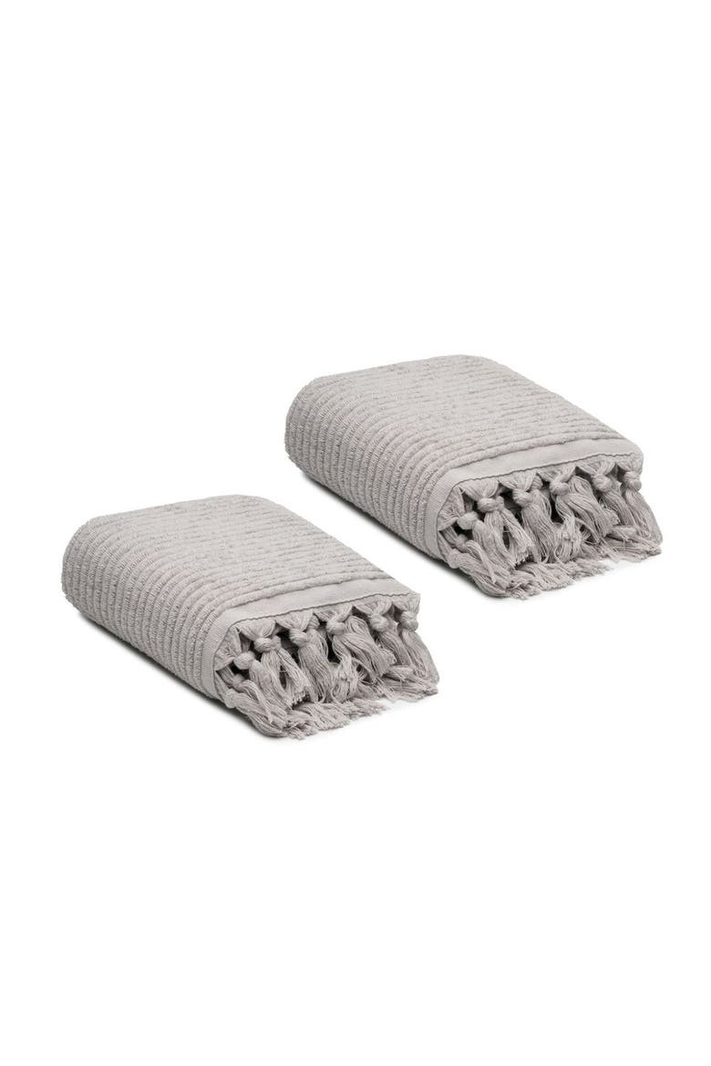 Ribbed Loom Terry Hand Towel  - Set of 2, Main, color, Light Gray